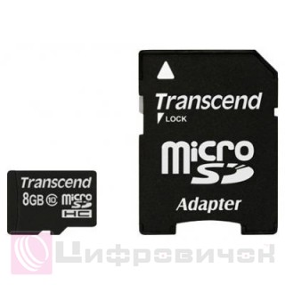 Transcend 8 Gb MicroSDHC Class 6 + SD adapter