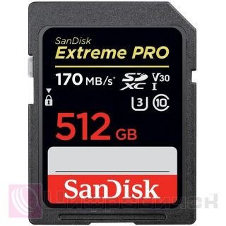 SanDisk 512GB SDXC C10 UHS-I U3 R170/W90MB/s Extreme Pro