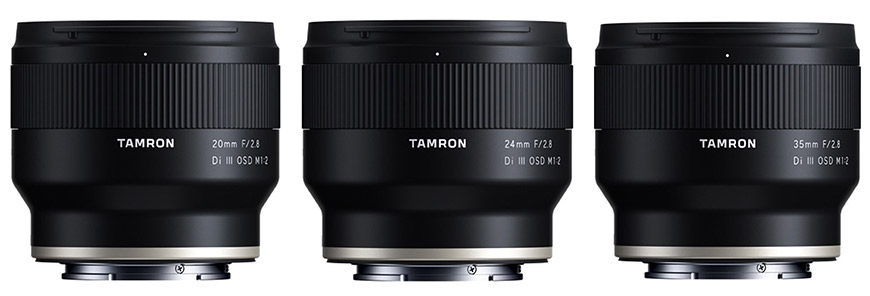 Tamron 20mm F/2.8 Di III OSD M1:2, Tamron 24mm F/2.8 Di III OSD M1:2, Tamron 35mm F/2.8 Di III OSD M1:2