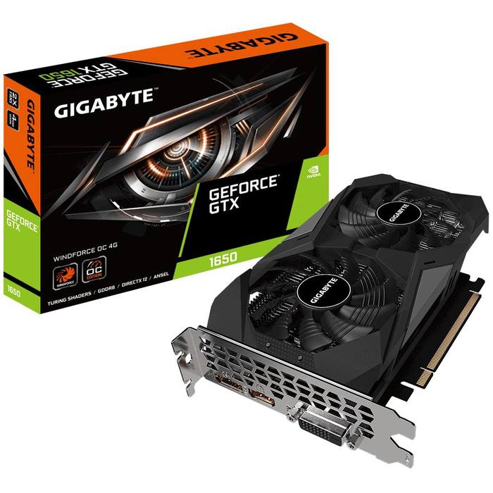 ³�������� GIGABYTE GeForce GTX1650 4096Mb D6 WF2 OC (GV-N1656WF2OC-4GD)
