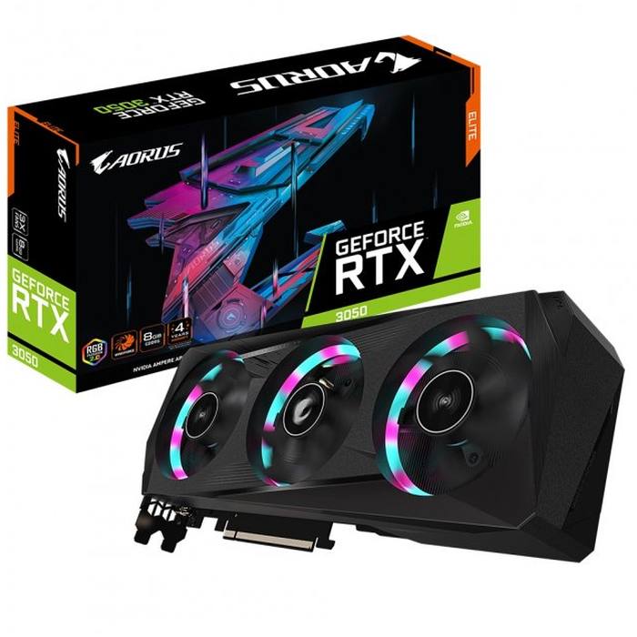 ³�������� GIGABYTE GeForce RTX3050 8Gb AORUS ELITE (GV-N3050AORUS E-8GD)