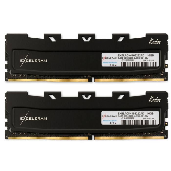 ������ ���`�� ��� ����`����� DDR4 16GB (2x8GB) 3200 MHz Black Kudos eXceleram (EKBLACK4163222AD)