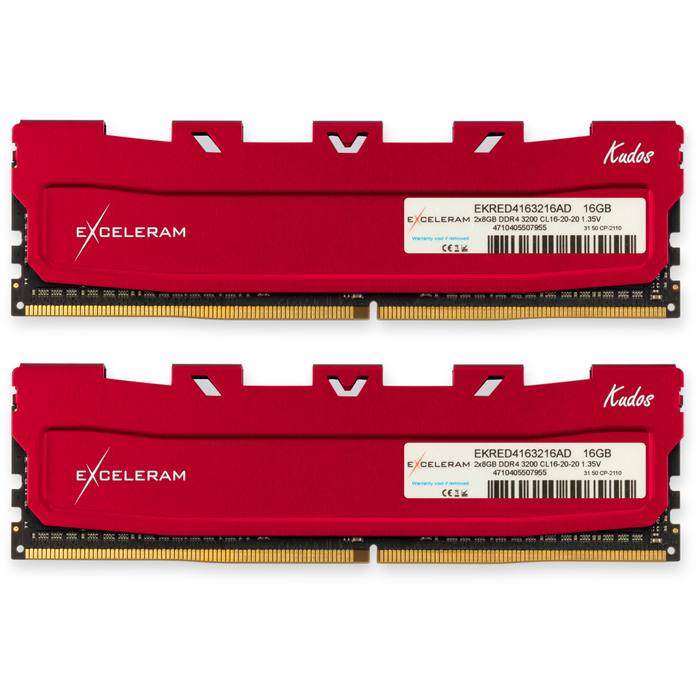 ������ ���`�� ��� ����`����� DDR4 16GB (2x8GB) 3200 MHz Kudos Red eXceleram (EKRED4163216AD)