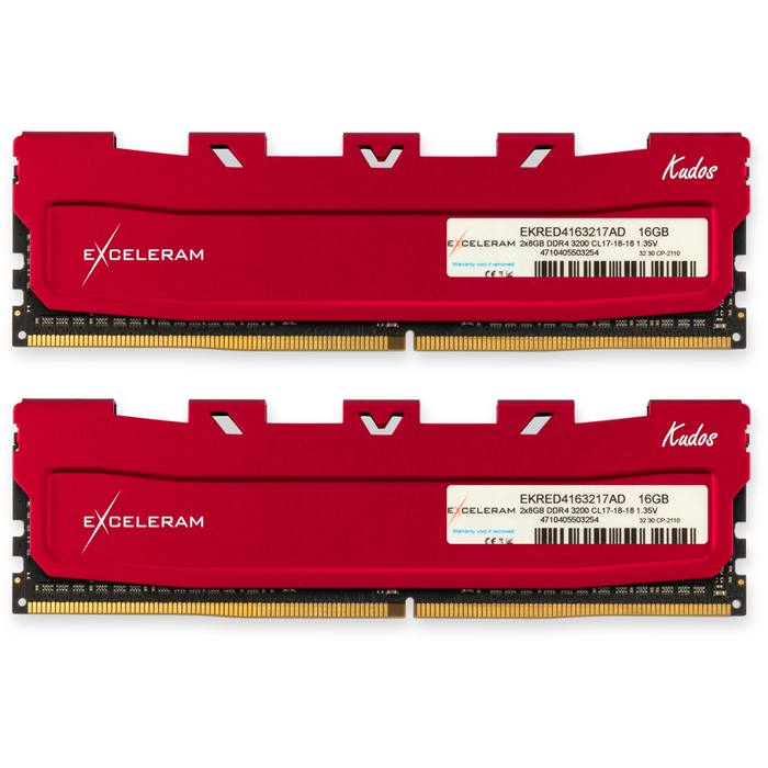 ������ ���`�� ��� ����`����� DDR4 16GB (2x8GB) 3200 MHz Kudos Red eXceleram (EKRED4163217AD)