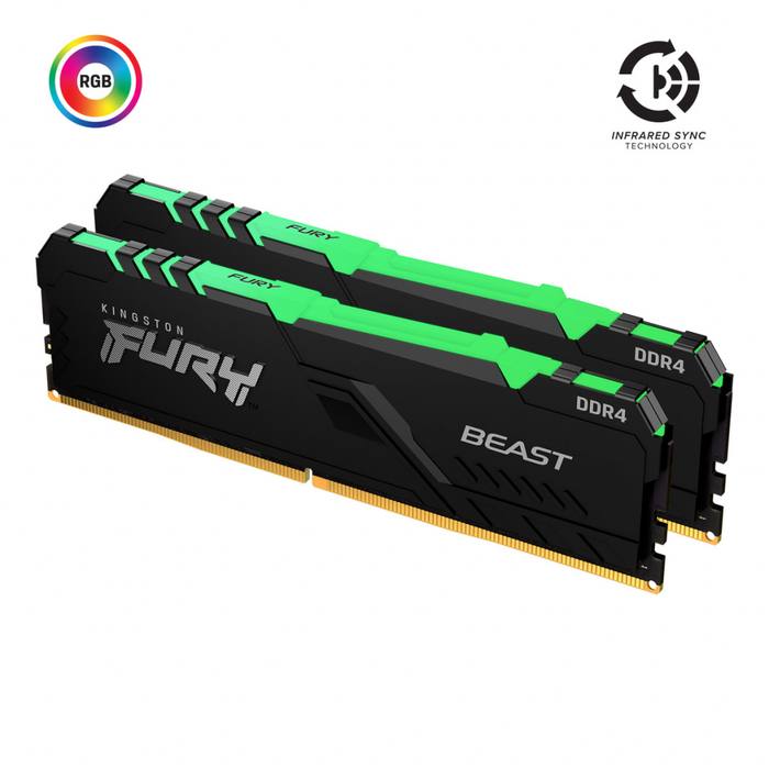 ������ ���`�� ��� ����`����� DDR4 32GB (2x16GB) 3200 MHz Fury Beast RGB Kingston Fury (ex.HyperX) (KF432C16BB1AK2/32)