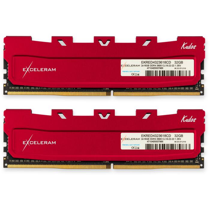 ������ ���`�� ��� ����`����� DDR4 32GB (2x16GB) 3600 MHz Red Kudos eXceleram (EKRED4323618CD)