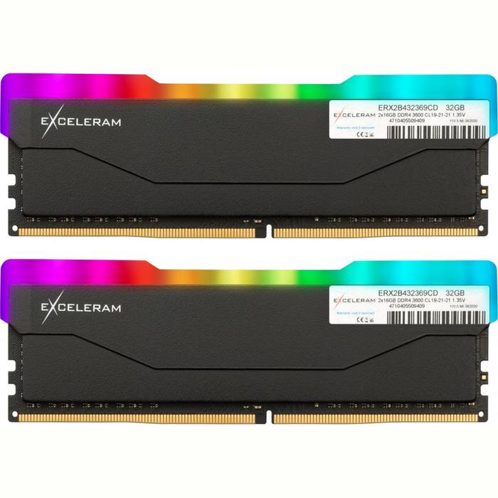 ������ ���`�� ��� ����`����� DDR4 32GB (2x16GB) 3600 MHz RGB X2 Series Black eXceleram (ERX2B432369CD)