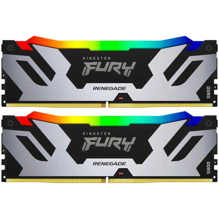 ������ ���`�� ��� ����`����� DDR5 32GB (2x16GB) 6400 MHz Renegade Silver RGB Kingston Fury (ex.HyperX) (KF564C32RSAK2-32)