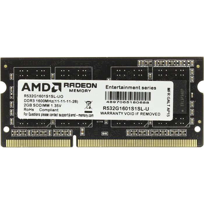 ������ ���`�� ��� �������� SoDIMM DDR3L 2GB 1600 MHz AMD (R532G1601S1SL-U)
