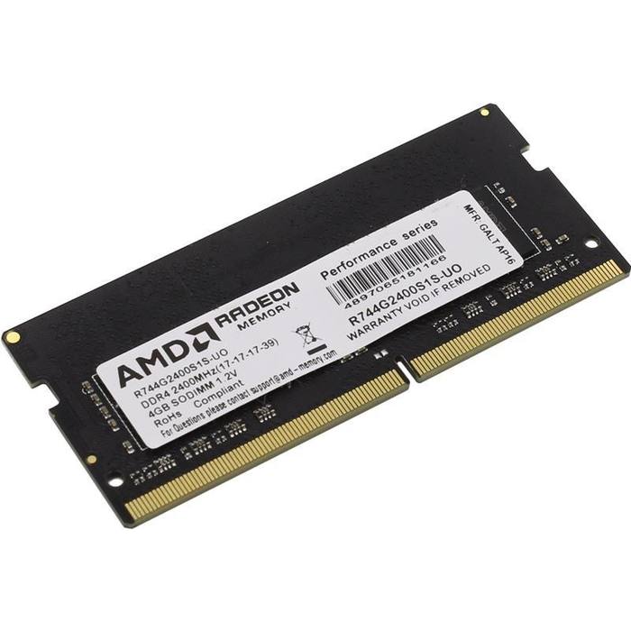 ������ ���`�� ��� �������� SoDIMM DDR4 4GB 2400 MHz Radeon AMD (R744G2400S1S-UO)