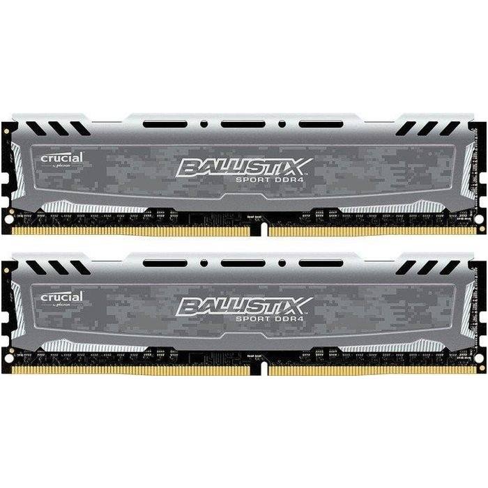 ������ ���`�� ��� ����`����� DDR4 16GB (2x8GB) 2400 MHz Ballistix Sport LT Gray Micron (BLS2C8G4D240FSBK)