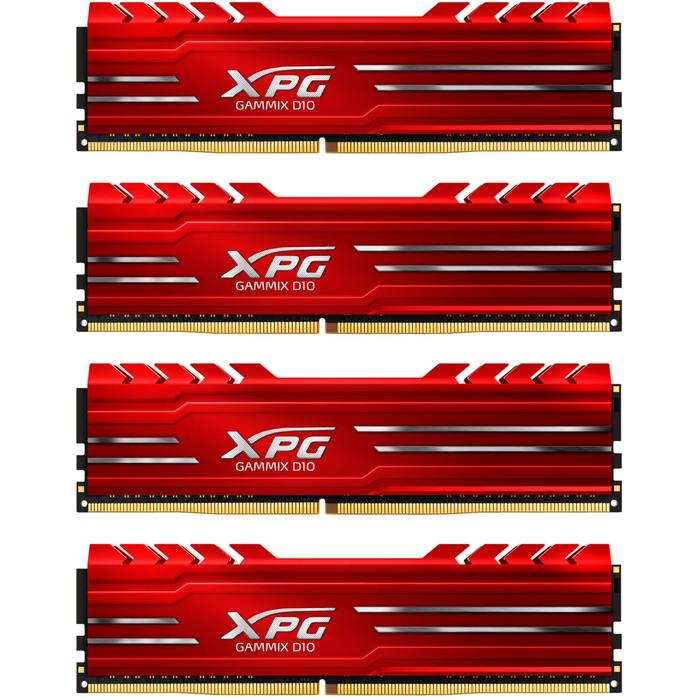 ������ ���`�� ��� ����`����� DDR4 16GB (4x4GB) 2400 MHz XPG Gammix D10 Red ADATA (AX4U2400W4G16-QRG)