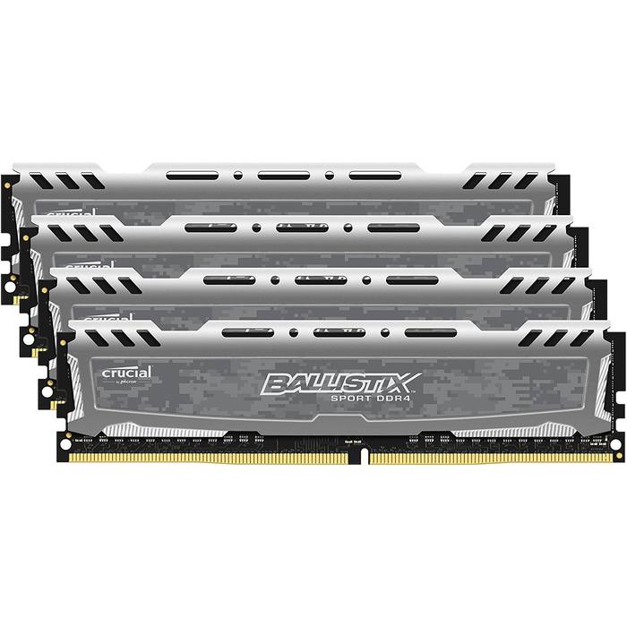������ ���`�� ��� ����`����� DDR4 32GB (4x8GB) 2400 MHz Ballistix Sport LT Gray Micron (BLS4K8G4D240FSB)